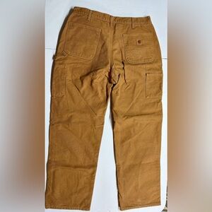Men's Carhartt Brown Duck Work Pants Flannel Lined Straight Leg Utility